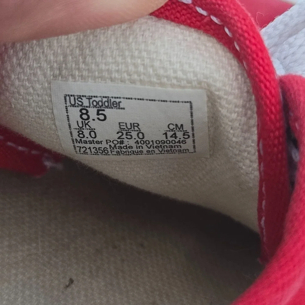 VANS Red Lace-Up Off the Wall Low Canvas Skate Sneakers Shoes 8.5c Kids Unisex‎